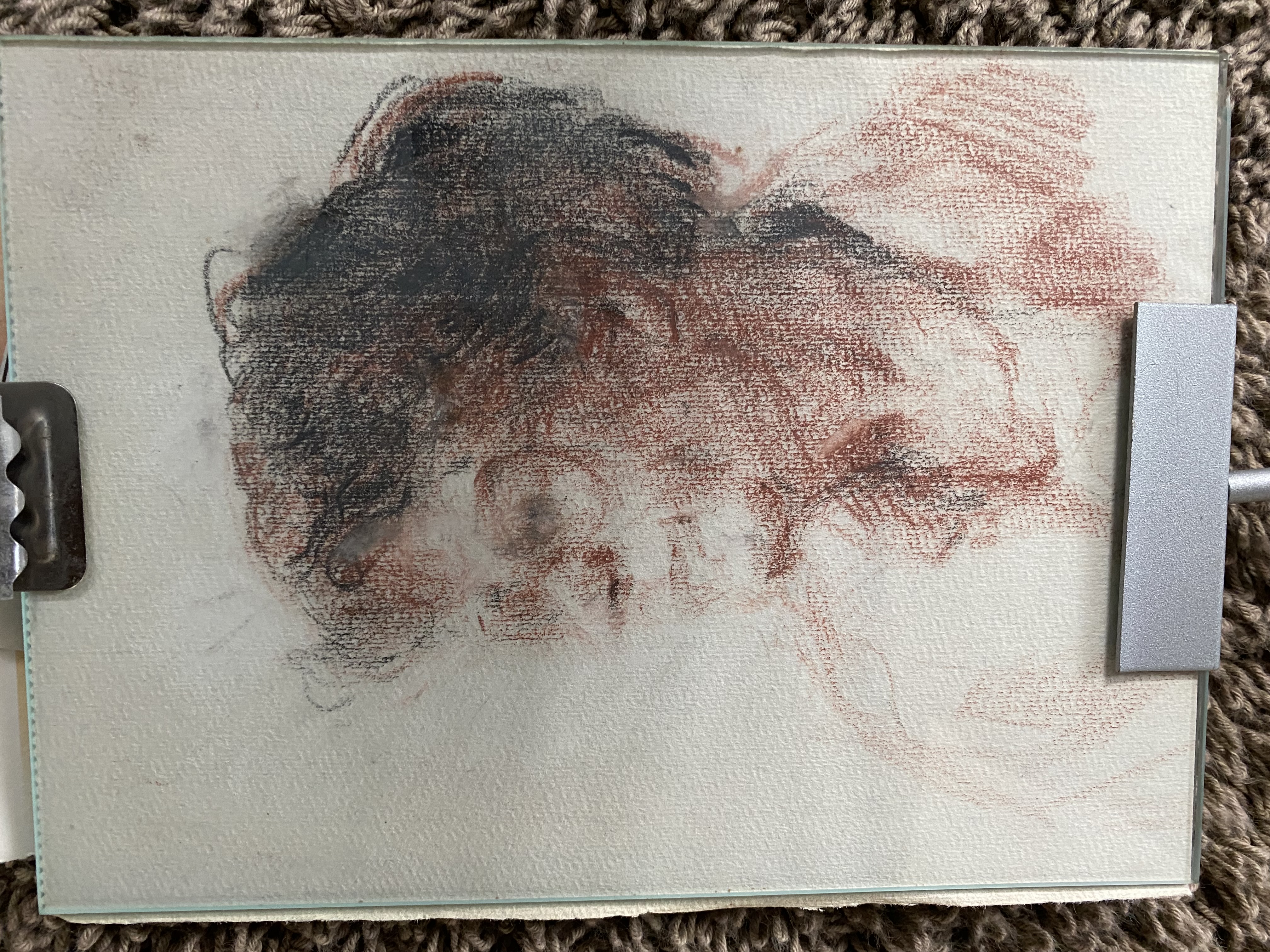 Johannes Rol, portret van zijn moeder in krijt 13x17.7 cm.